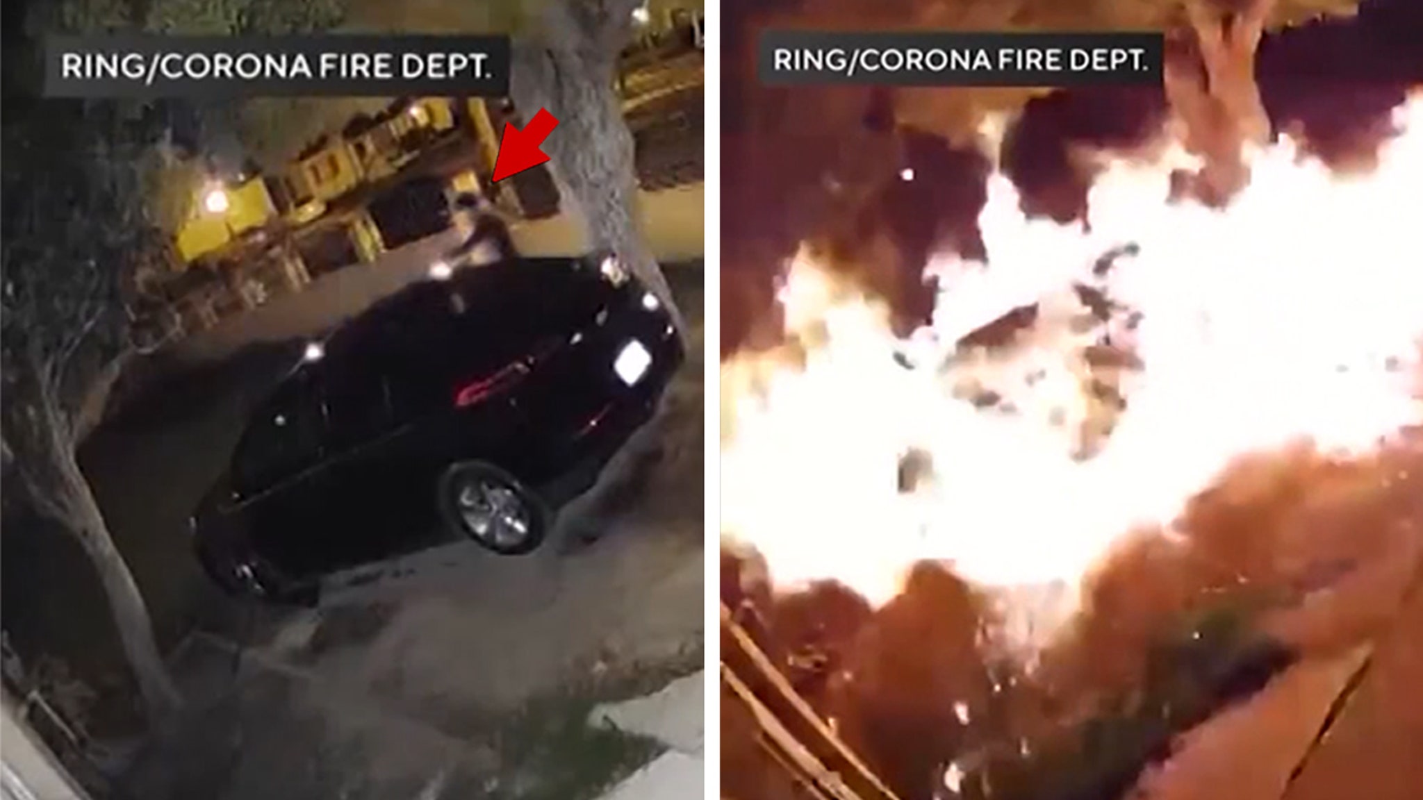 Arson Suspect Lights Self on Fire While Trying to Blow Up Car, on Video