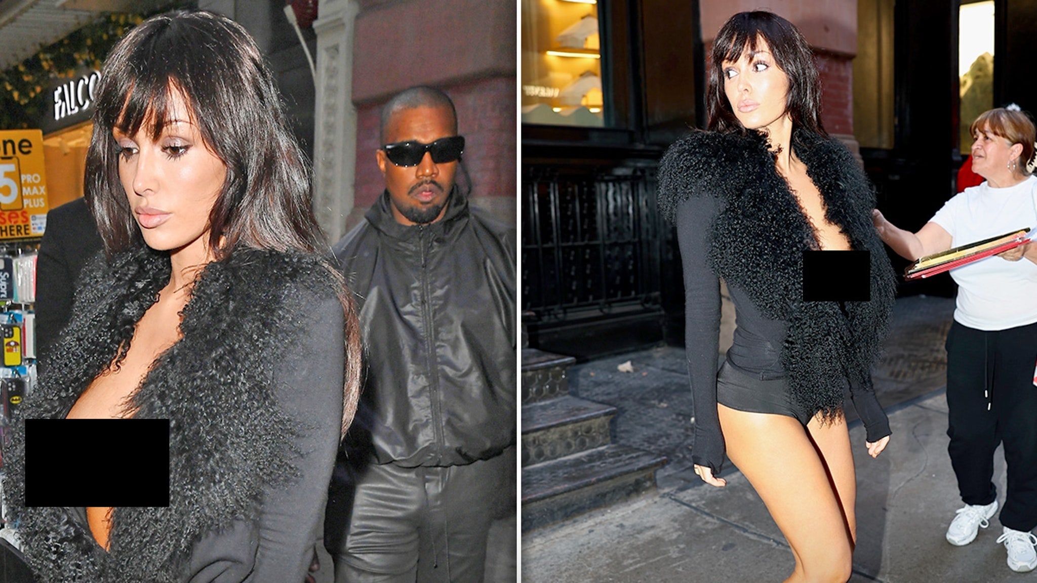Bianca Censori Flaunts Massive Cleavage in Low-Cut Black Jacket